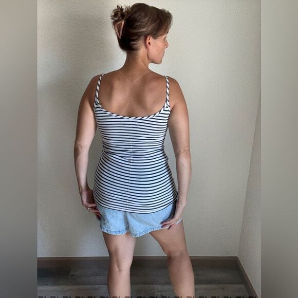 Abercrombie & Fitch Long Tank Navy White Stripe XS Stretchy - Picture 7 of 12